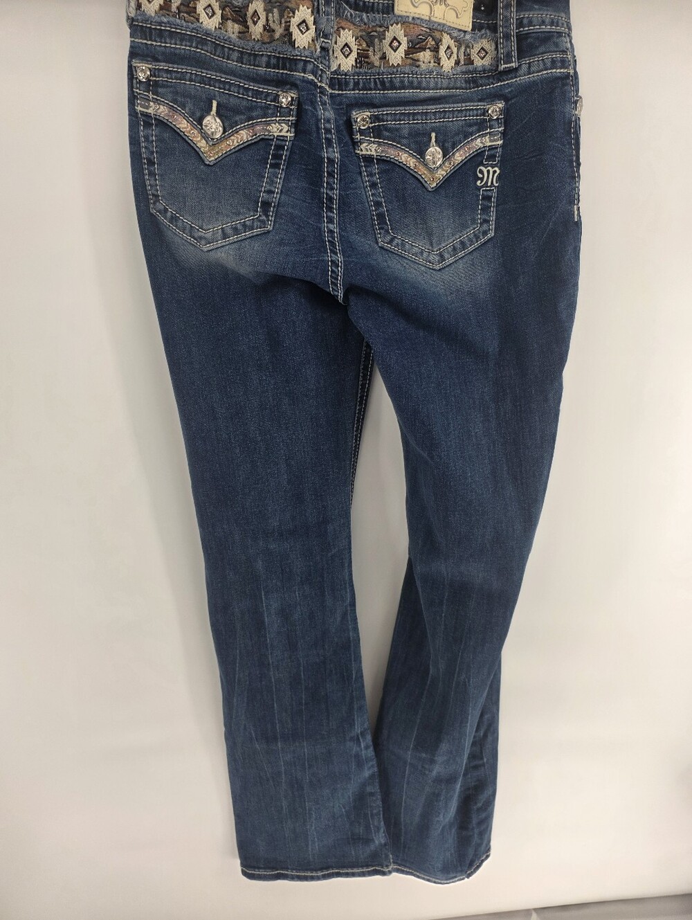 Miss Me Jeans 29 Mid Rise Boot M3793B Inseam 34 Embellished - Picture 9 of 9